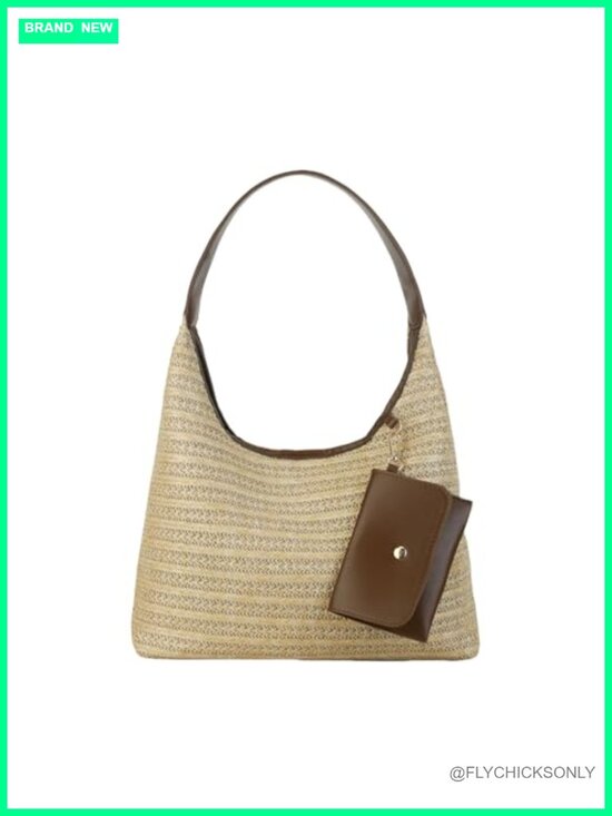 Handbags - Large Straw Hobo Bag Raffia Summer Shoulder Handbag Beach Vacation Slouchy Tote